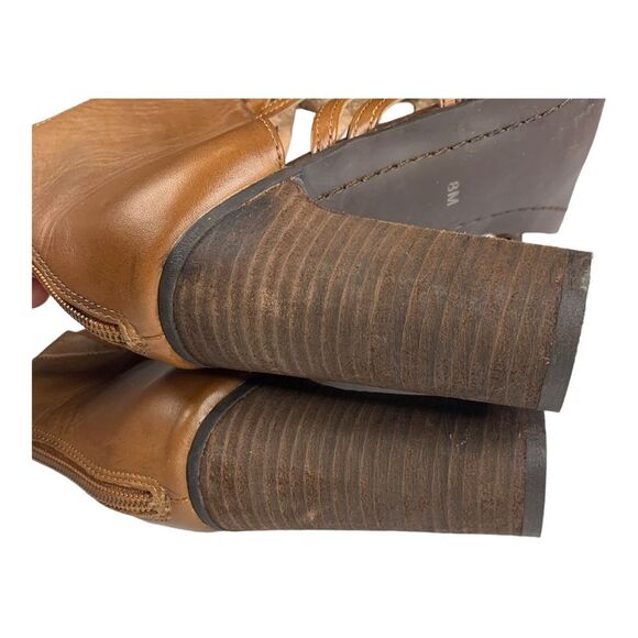 Free People Jeffrey Campbell Gladiator look Leather Block Heels Size 8M Brown - Picture 8 of 9